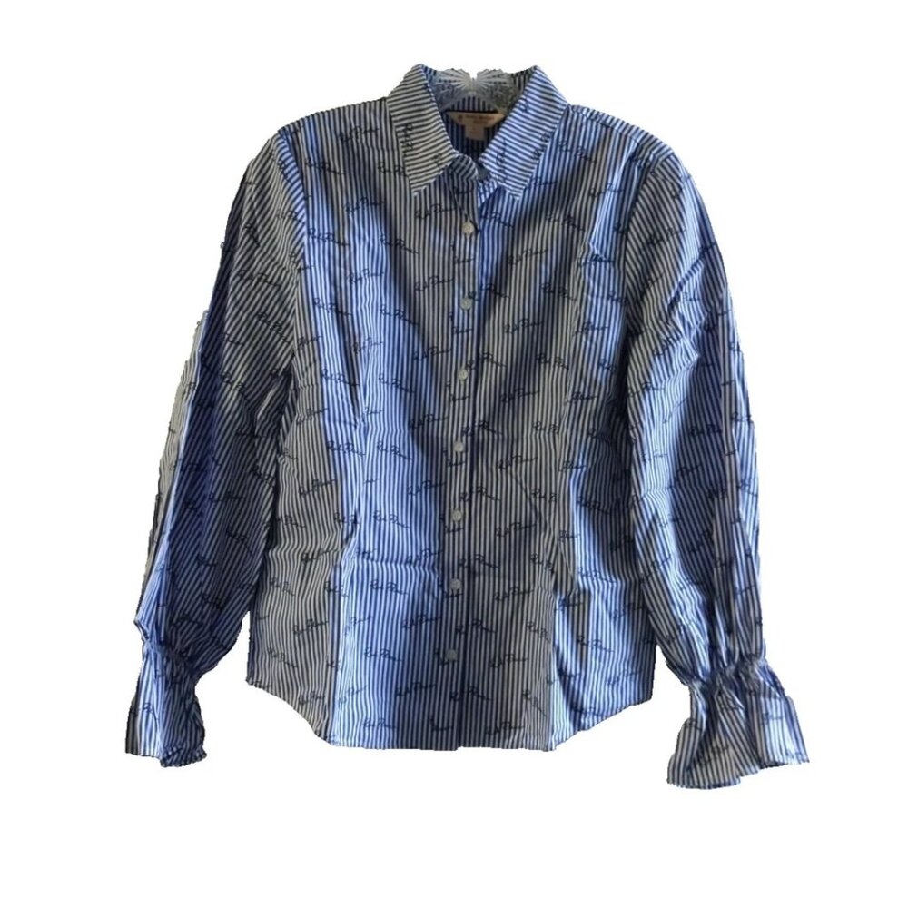 Brooks Brothers Women’s Red Fleece Logo Striped Button Up Shirt, Size 4